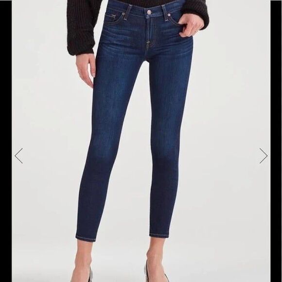 30  7 For All Mankind Midrise The Skinny Dark Wash - Picture 3 of 9